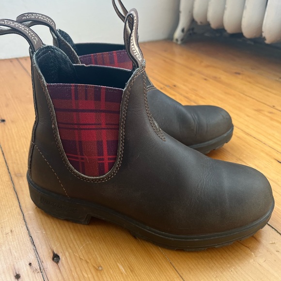 Blundstone Boots Brown with Pink Tartan Size 7 1/2 or 4 1/2 Women - Picture 12 of 13